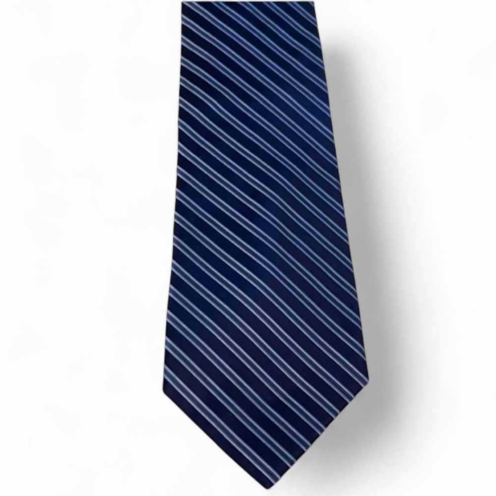 Jones New York Striped Silk Tie Blue
